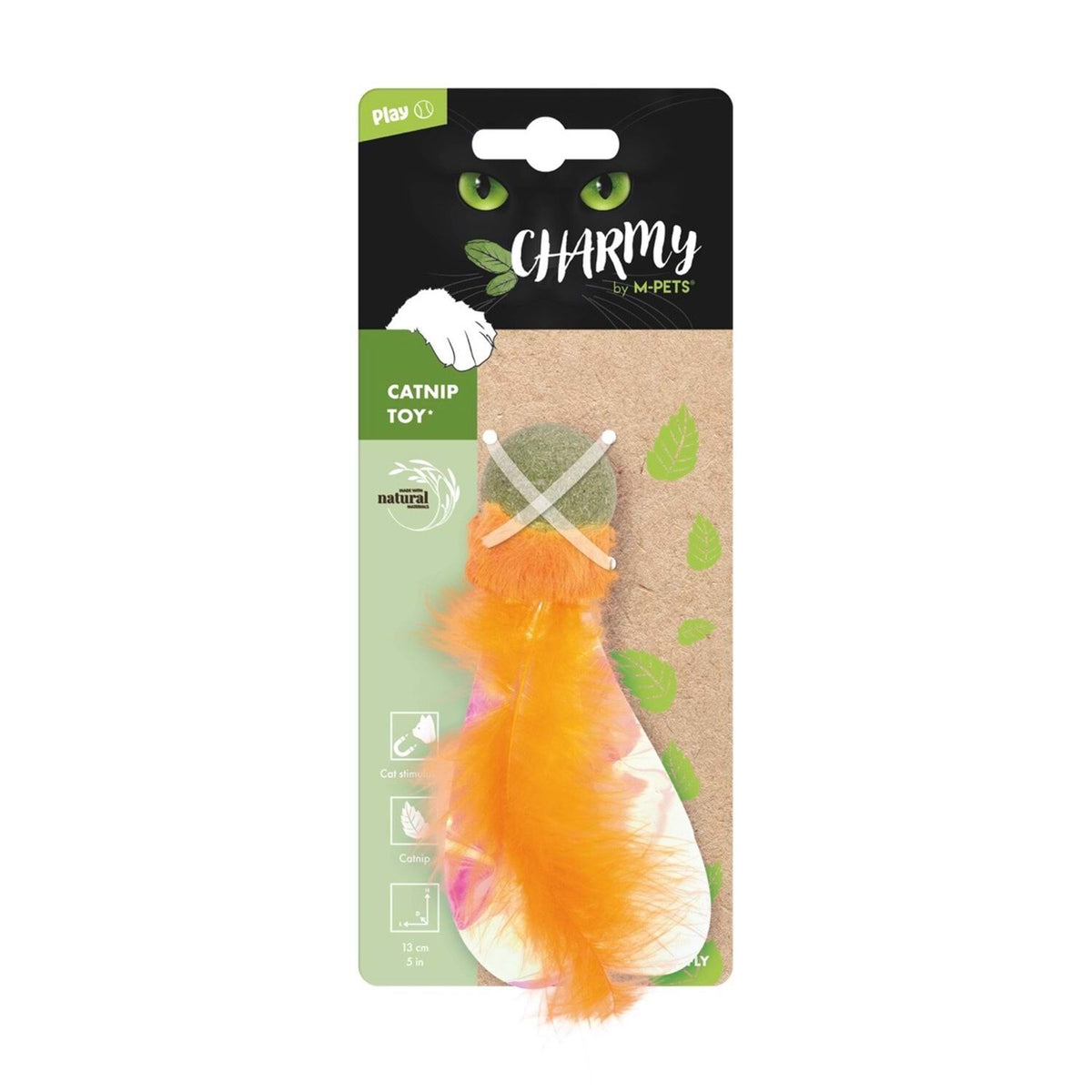 M-Pets Charmy Firefly Catnipli Tüylü Top Kedi Oyuncağı 13 Cm Turuncu - Kedi Oyuncağı