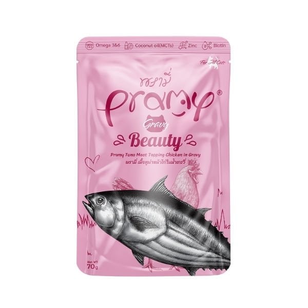 Pramy Indoor Sos İçinde Ton Balıklı ve Tavuklu Pouch Yetişkin Yaş Kedi Maması 1 Adet 70 Gr yaş konserve kedi maması