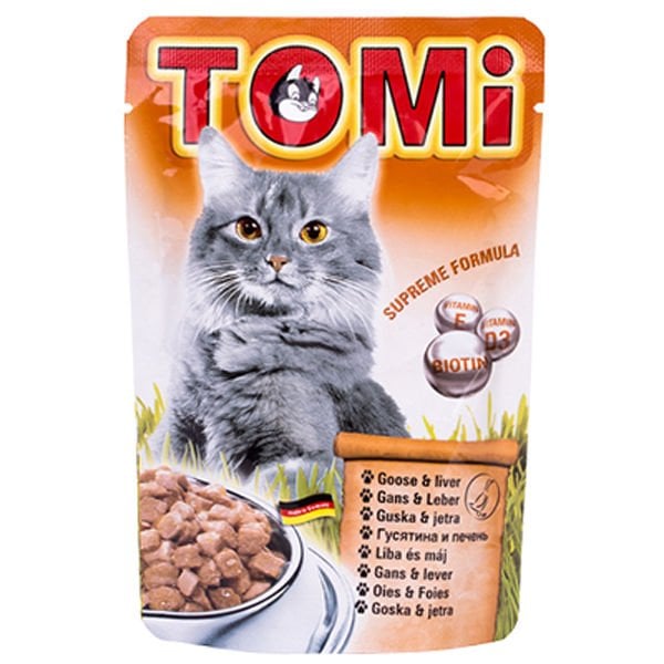 Tomi Kaz Eti ve Ciğerli Pouch Yetişkin Yaş Kedi Maması 100 Gr 1 Adet yaş konserve kedi maması