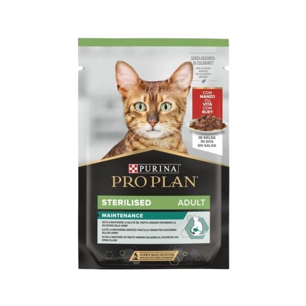 Pro Plan Sığır Etli Pouch Kısırlaştırılmış Konserve Kedi Maması 1 Adet 85 Gr yaş konserve kedi maması