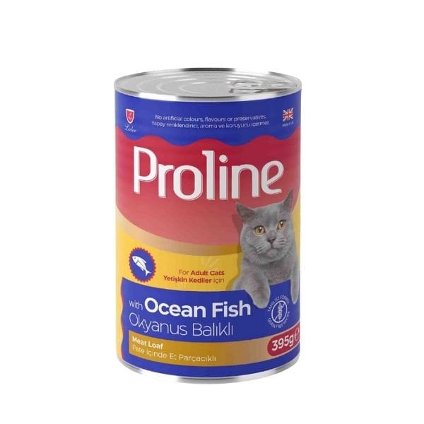 Proline Pate İçinde Et Parçacıklı Okyanus Balıklı Yetişkin Konserve Kedi Maması 1 Adet 395 Gr yaş konserve kedi maması