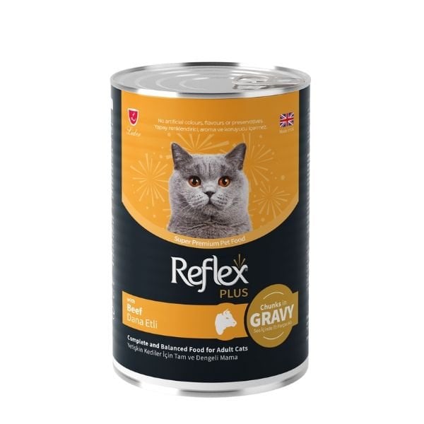 Reflex Plus Sos İçinde Dana Etli Yetişkin Konserve Kedi Maması 1 Adet 400 Gr yaş konserve kedi maması