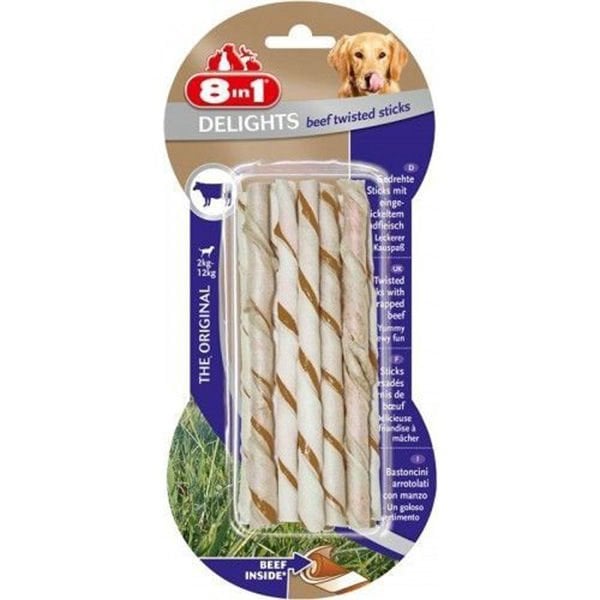 8in1 Delights Twisted Biftekli Burgu Köpek Kemik Ödülü 1 Adet 10x55 Gr - Köpek Ödül Maması