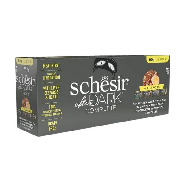 Schesir After Dark Et Suyunda Karışık Lezzetler Yetişkin Konserve Kedi Maması 1 Adet 12x80 Gr yaş konserve kedi maması