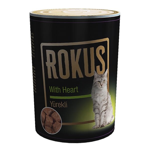 Rokus Yürekli Yetişkin Konserve Kedi Maması 1 Adet 410 Gr yaş konserve kedi maması