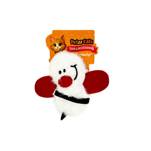 PetzzCats Bee Matatabi ve Çıngırak Sesli Peluş Kedi Oyuncağı Beyaz 15x14 Cm