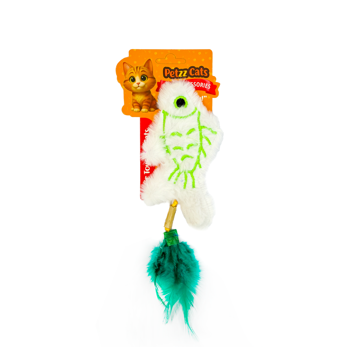 PetzzCats Fish Matatabi ve Çıngırak Sesli Peluş Kedi Oyuncağı Beyaz 20x8 Cm - Kedi Oyuncağı