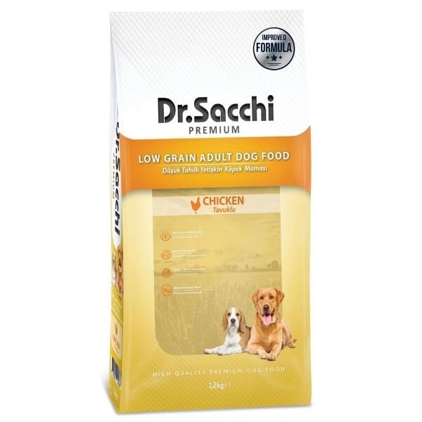 Dr.Sacchi Premium Tavuklu Düşük Tahıllı Yetişkin Köpek Maması 12 Kg - Kuru Köpek Maması