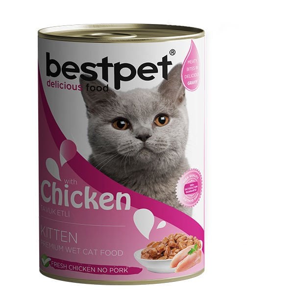 Bestpet Tavuklu Jöleli Yavru Konserve Kedi Maması 1 Adet 400 Gr yaş konserve kedi maması