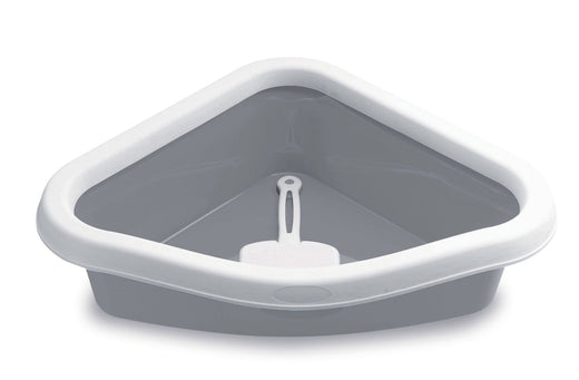 Stefanplast Sprint Corner Köşeli Açık Kedi Tuvaleti Beyaz/Gri 56x40x14 Cm