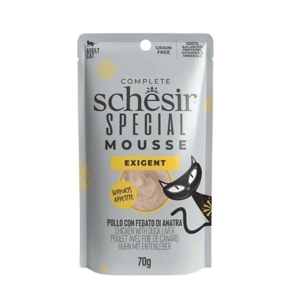 Schesir Special Mousse Tavuklu ve Ördek Ciğerli Pouch Yetişkin Yaş Kedi Maması 1 Adet 70 Gr yaş konserve kedi maması
