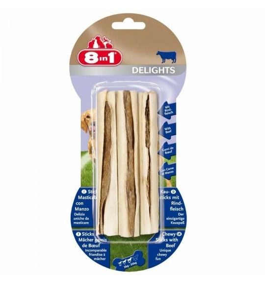 8in1 Delights Sticks Biftekli Köpek Kemik Ödülü 1 Adet 3x75 Gr - Köpek Ödül Maması