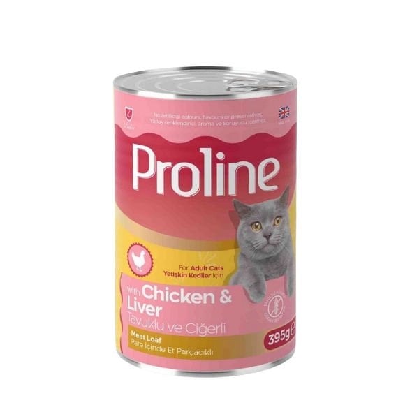 Proline Pate İçinde Et Parçacıklı Tavuklu ve Ciğerli Yetişkin Konserve Kedi Maması 1 Adet 395 Gr yaş konserve kedi maması