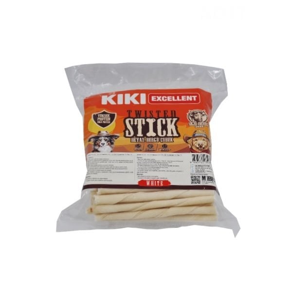 Kiki Excellent Sığır Derisinden Beyaz Burgu Çubuk Kemik Köpek Ödülü 100 Adet - Köpek Ödül Maması