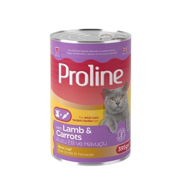 Proline Pate İçinde Et Parçacıklı Kuzu Etli ve Havuçlu Yetişkin Konserve Kedi Maması 1 Adet 395 Gr yaş konserve kedi maması