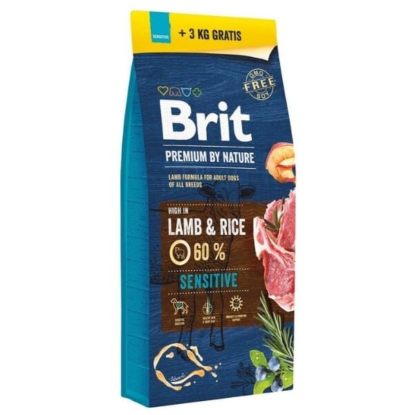 Brit Premium By Nature Sensitive Kuzulu Yetişkin Köpek Maması 15+3 Kg Hediyeli - Kuru Köpek Maması