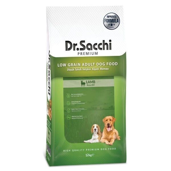 Dr.Sacchi Premium Kuzu Etli Düşük Tahıllı Yetişkin Köpek Maması 12 Kg - Kuru Köpek Maması