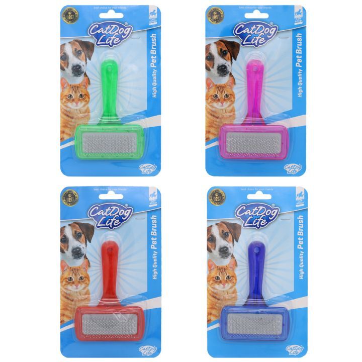 Catdoglife İnce Uçlu Kedi ve Köpek Tüy Tarama Fırçası Renkli - Köpek Bakım Ürünü