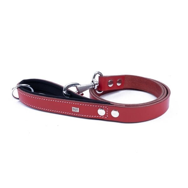 Doggie Konfor Deri Köpek Gezdirme Tasması Medium Kırmızı 3x100 Cm - Köpek Tasması