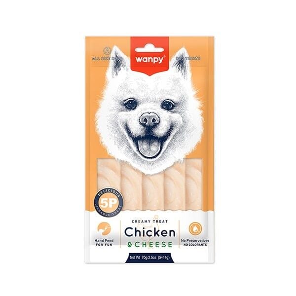 Wanpy Krema Tavuklu ve Peynirli Sıvı Köpek Ödülü 1 Adet 5x14 Gr - Köpek Ödül Maması