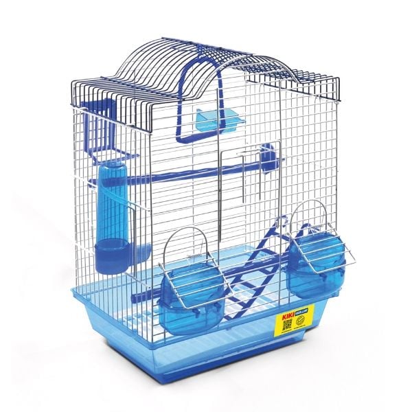 Kiki Excellent Beşgen Çatılı Çift Kapılı ve Yemlikli Muhabbet Kuşu Kafesi Renkli 43x30x22 Cm