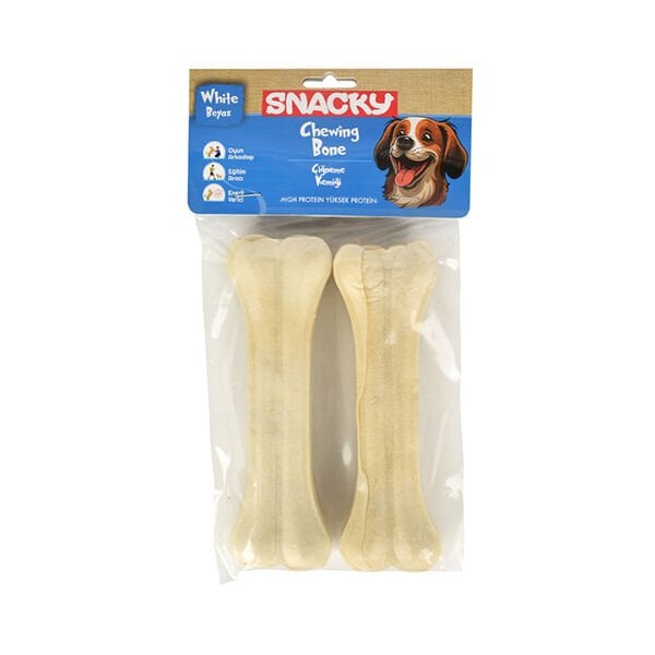 Snacky Beyaz Preslenmiş Yüksek Proteinli Köpek Çiğneme Kemiği 2 Adet 145 Gr - Köpek Ödül Maması