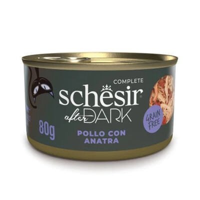 Schesir After Dark Et Suyu içinde Tavuklu ve Ördekli Yetişkin Kedi Konservesi 1 Adet 80 Gr yaş konserve kedi maması