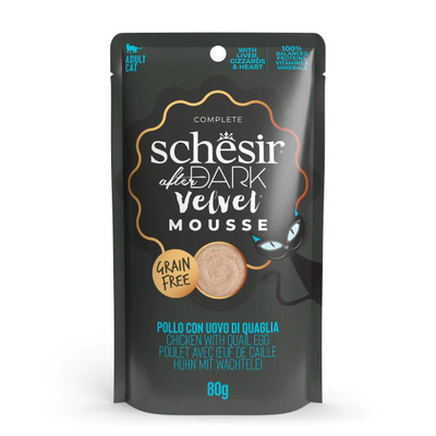 Schesir After Dark Velvet Mousse Tavuklu ve Bıldırcın Yumurtalı Yetişkin Kedi Yaş Maması 1 Adet 80 Gr yaş konserve kedi maması