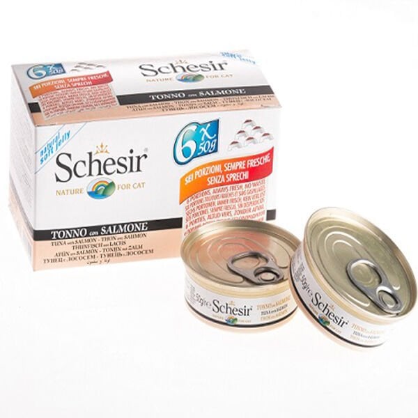 Schesir Multipack Somonlu Konserve Kedi Maması 1 Adet 6x50 Gr yaş konserve kedi maması