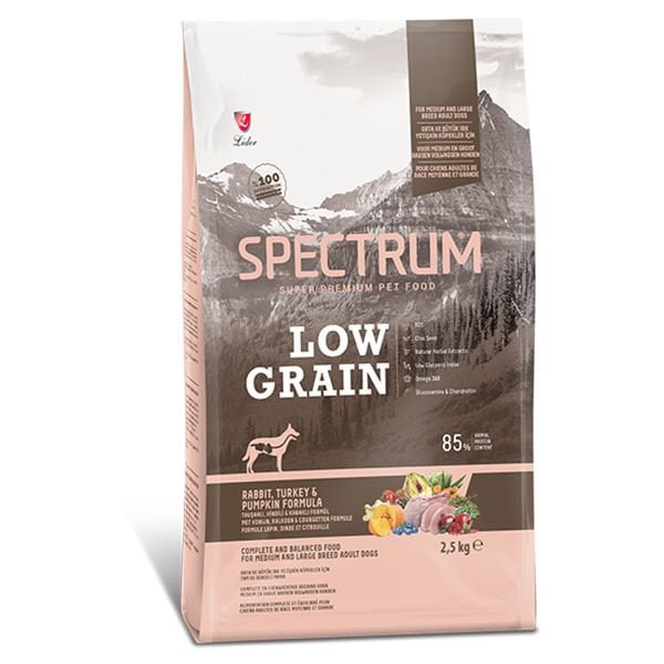 Spectrum Düşük Tahıllı Tavşanlı Hindili ve Bal Kabaklı Orta ve Büyük Irk Yetişkin Köpek Maması 2.5 Kg - Kuru Köpek Maması