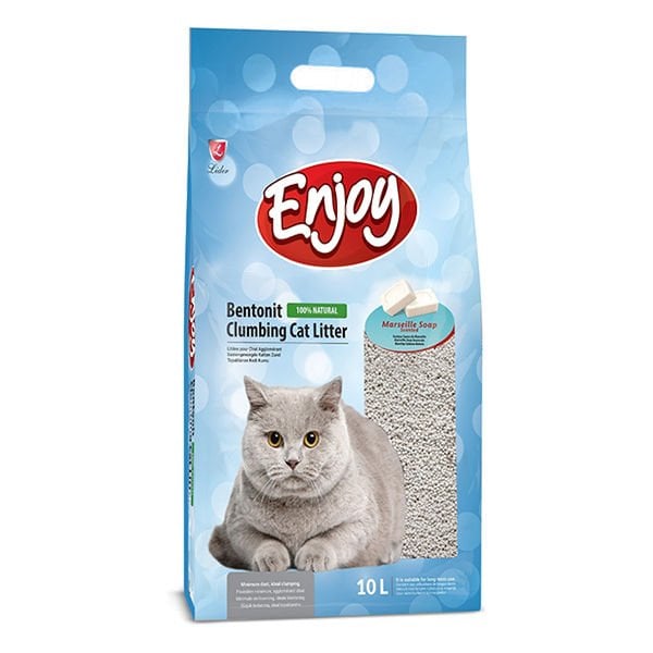 Enjoy Topaklanan Marsilya Sabun Kokulu Bentonit Doğal Kedi Kumu 1 Adet 10 Lt ürünü görseli
