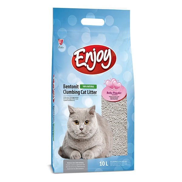 Enjoy Topaklanan Bebek Pudra Kokulu Bentonit Doğal Kedi Kumu 1 Adet 10 Lt ürünü görseli