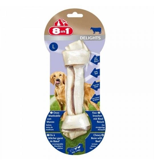 8in1 Delights Bones Biftekli Köpek Kemik Ödülü Large 85 Gr - Köpek Ödül Maması