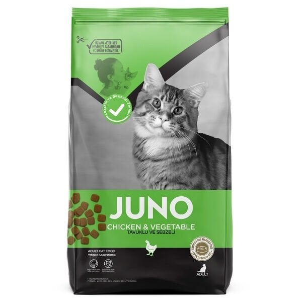 Juno Tavuklu ve Sebzeli Yetişkin Kedi Maması 15 Kg - Kuru Kedi Maması
