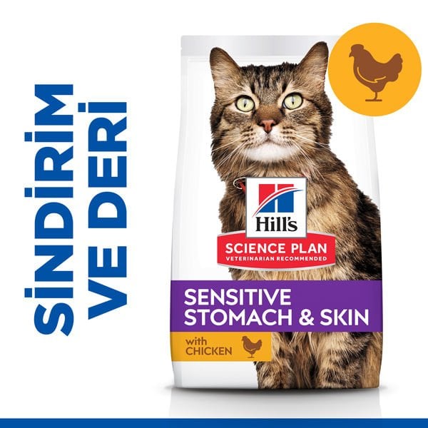 Hills Sensitive Skin Deri Tüy ve Sindirim Hassasiyeti için Yetişkin Kedi Maması 1.5 Kg - Kuru Kedi Maması