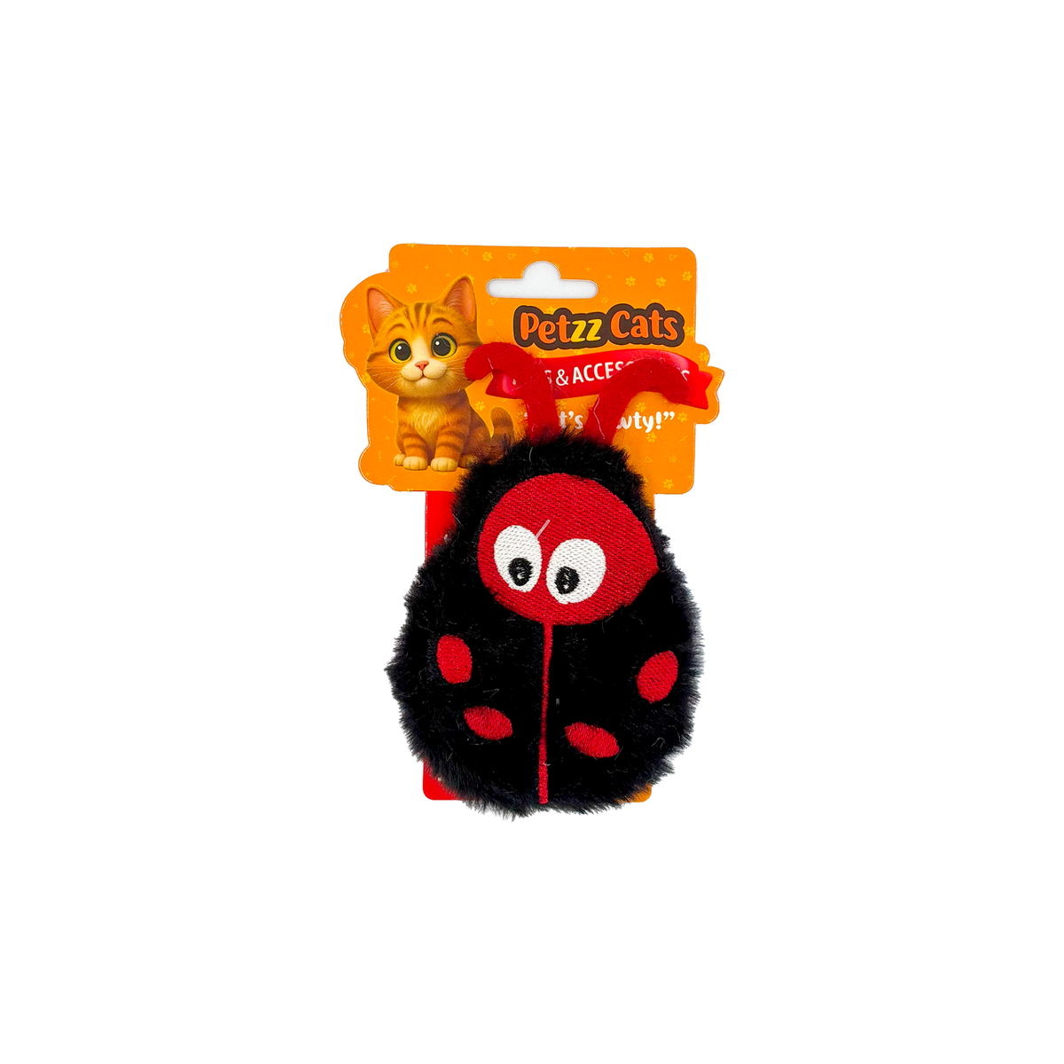 PetzzCats LadyBird Matatabi ve Çıngırak Sesli Peluş Kedi Oyuncağı Siyah 11x11 Cm - Kedi Oyuncağı