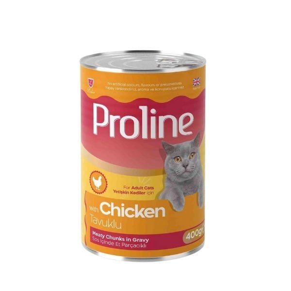 Proline Sos İçinde Et Parçacıklı Tavuklu Yetişkin Konserve Kedi Maması 1 Adet 400 Gr yaş konserve kedi maması