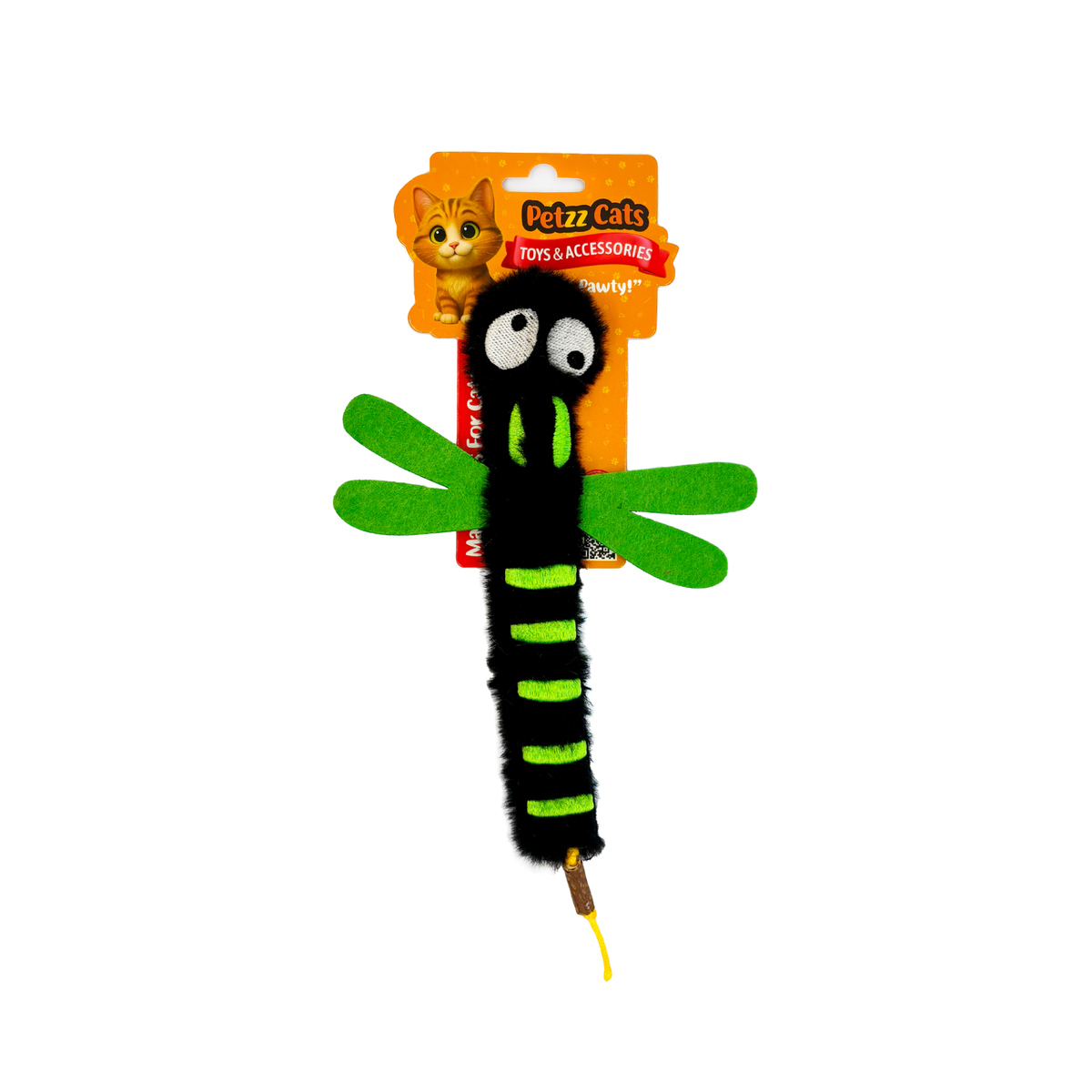 PetzzCats DragonFly Matatabi ve Çıngırak Sesli Peluş Kedi Oyuncağı Siyah 22x15 Cm - Kedi Oyuncağı