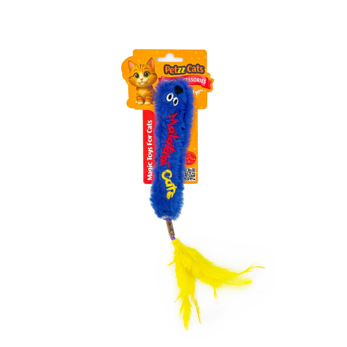PetzzCats Worm Matatabi ve Çıngırak Sesli Peluş Kedi Oyuncağı Mavi 28x4 Cm - Kedi Oyuncağı