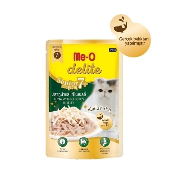 Meo Delite Ton Balıklı ve Tavuklu Pouch Yaşlı Kedi Maması 1 Adet 70 Gr