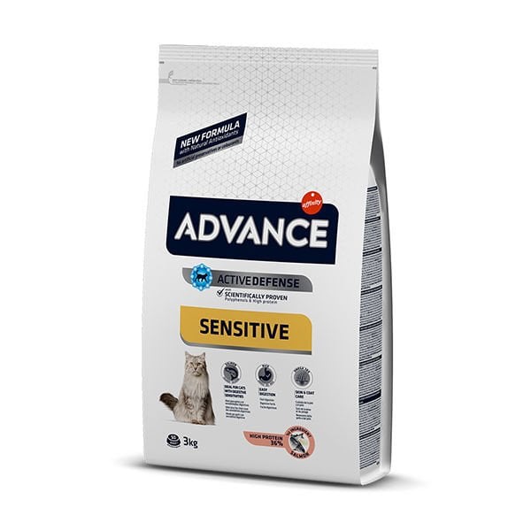 Advance Sensitive Somonlu Hassas Yetişkin Kedi Maması 3 Kg - Kuru Kedi Maması