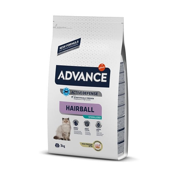 Advance Hairball Tüy Yumağı Önleyen Hindili Kısır Kedi Maması 3 Kg - Kuru Kedi Maması