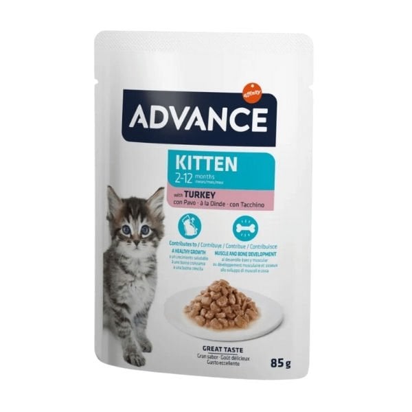 Advance Hindi Etli Pouch Yaş Yavru Kedi Maması 1 Adet 85 Gr yaş konserve kedi maması