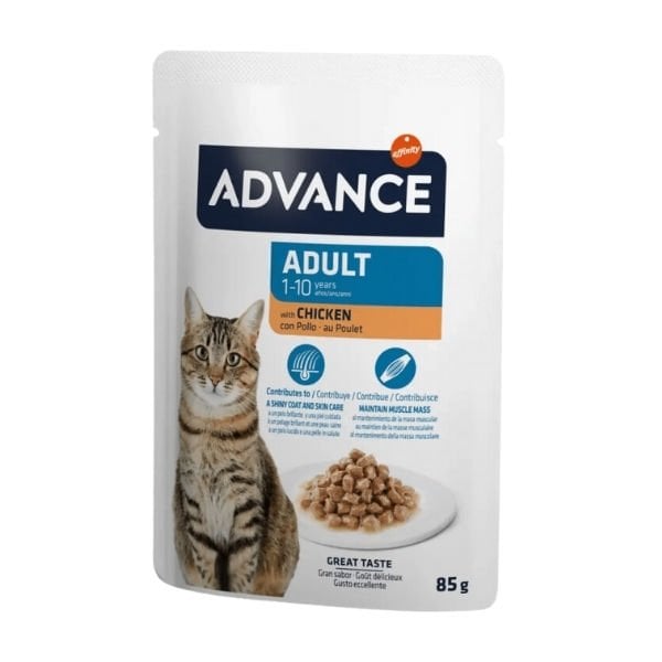 Advance Tavuklu Pouch Yaş Yetişkin Kedi Maması 1 Adet 85 Gr yaş konserve kedi maması