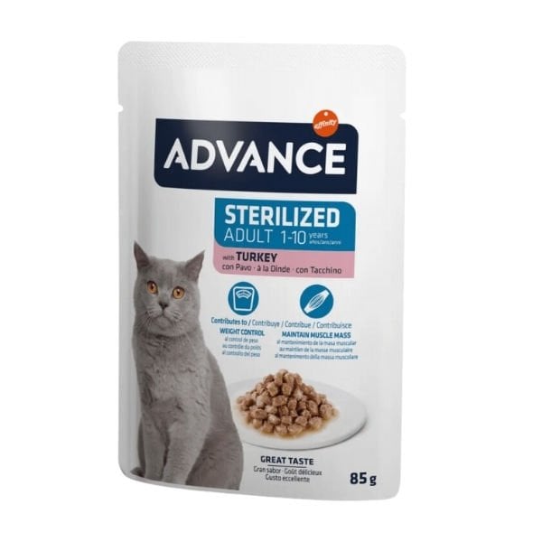 Advance Hindi Etli Pouch Kısırlaştırılmış Yetişkin Yaş Kedi Maması 1 Adet 85 Gr yaş konserve kedi maması