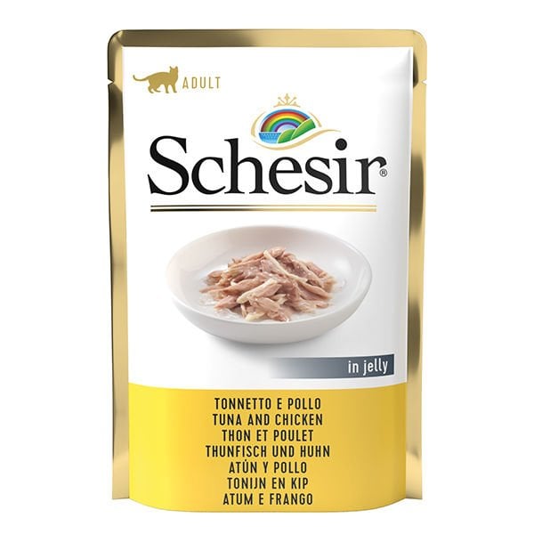 Schesir Jöleli Ton Balık ve Tavuklu Yetişkin Yaş Kedi Maması 1 Adet 85 Gr yaş konserve kedi maması