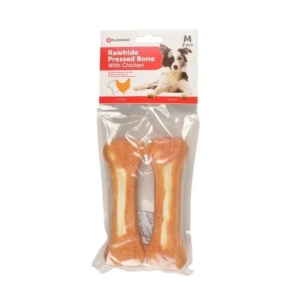 Flamingo Rhide Tavuk Kaplı Kemik Köpek Ödül Maması 2 Adet 15 Cm 220 Gr - Köpek Ödül Maması