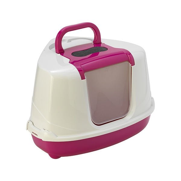 Moderna Flip Köşe Kapalı Kedi Tuvaleti Fuşya 45x56x38.5 Cm ürün görseli