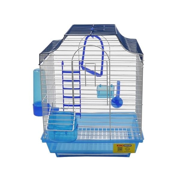 Kiki Excellent Beşgen Çatılı Tek Kapılı Muhabbet Kuşu Kafesi Renkli 36x28x21 Cm

