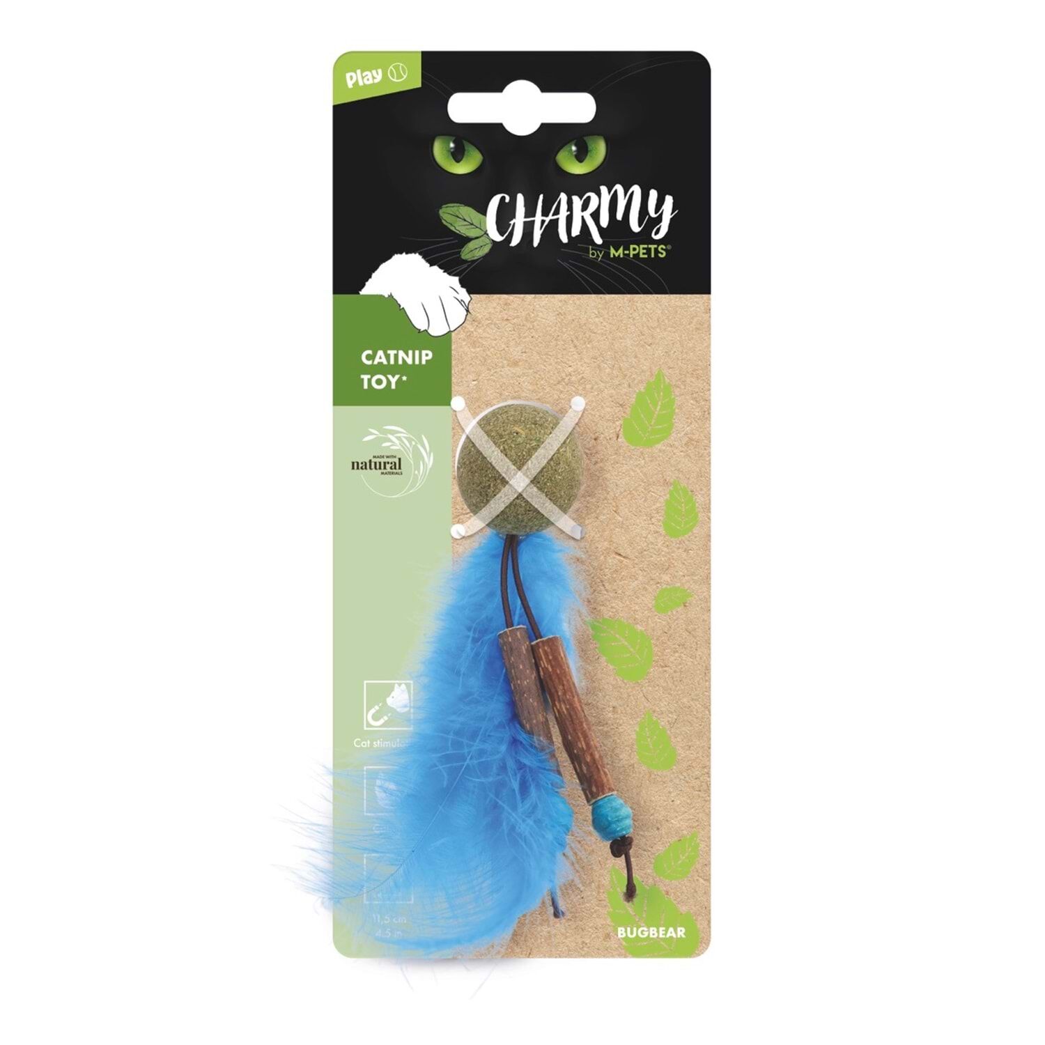 M-Pets Charmy Bugbear Catnipli Tüylü Top Kedi Oyuncağı 11.5 Cm Mavi - Kedi Oyuncağı